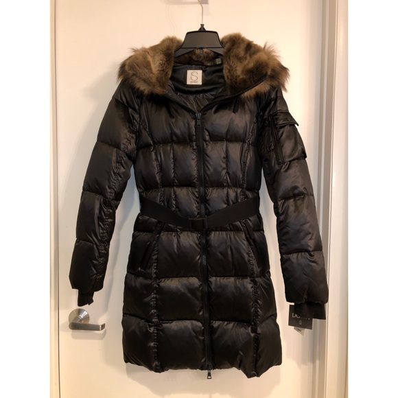 NWT S13/NYC Alpine Down Coat w/ Faux Fur Trim Jet - Picture 4 of 4